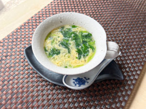 ホタテと三つ葉の卵スープ